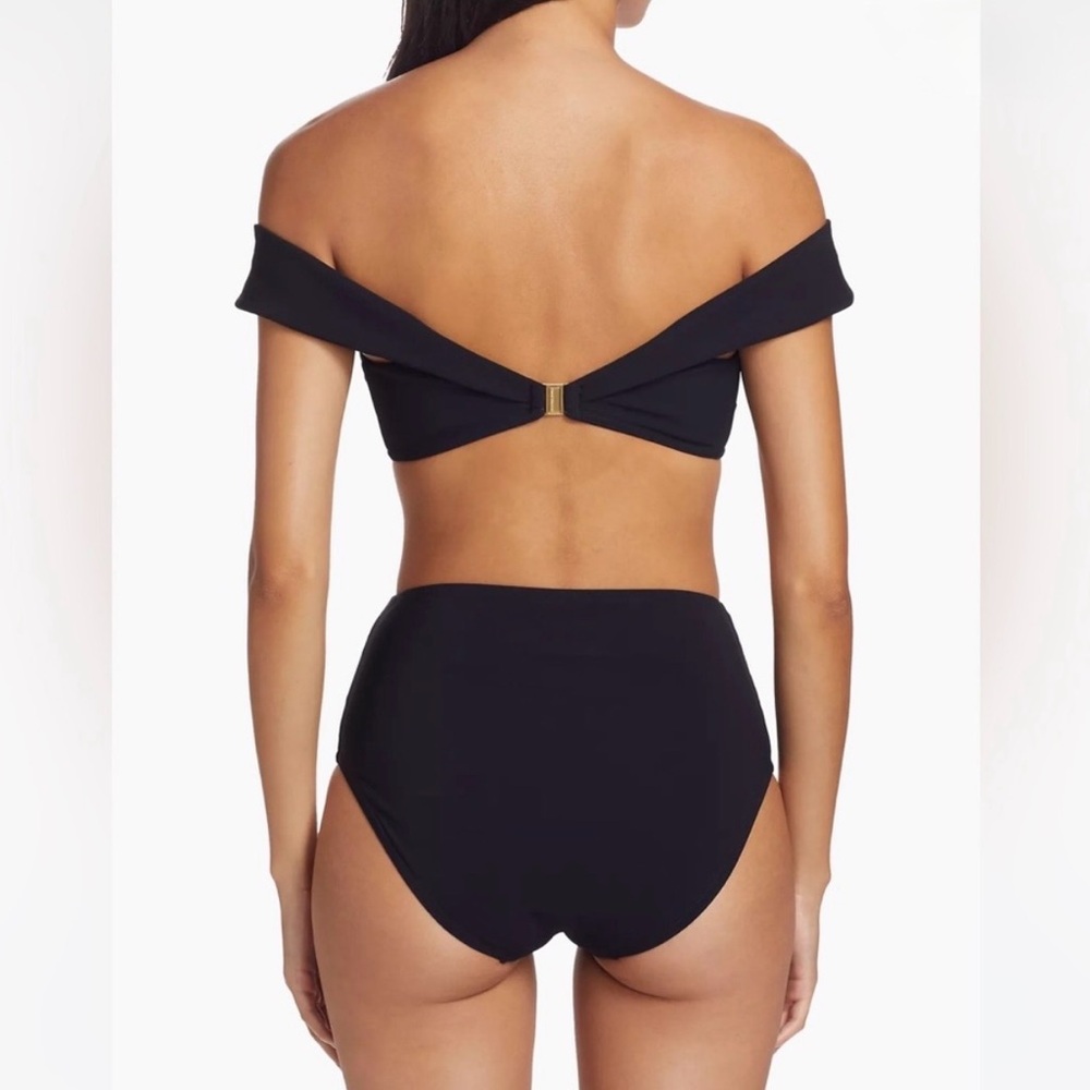 NWT Zimmermann Lexi Off Shoulder Sweetheart Neckline High-Waist Black Bikini Set - Picture 3 of 16